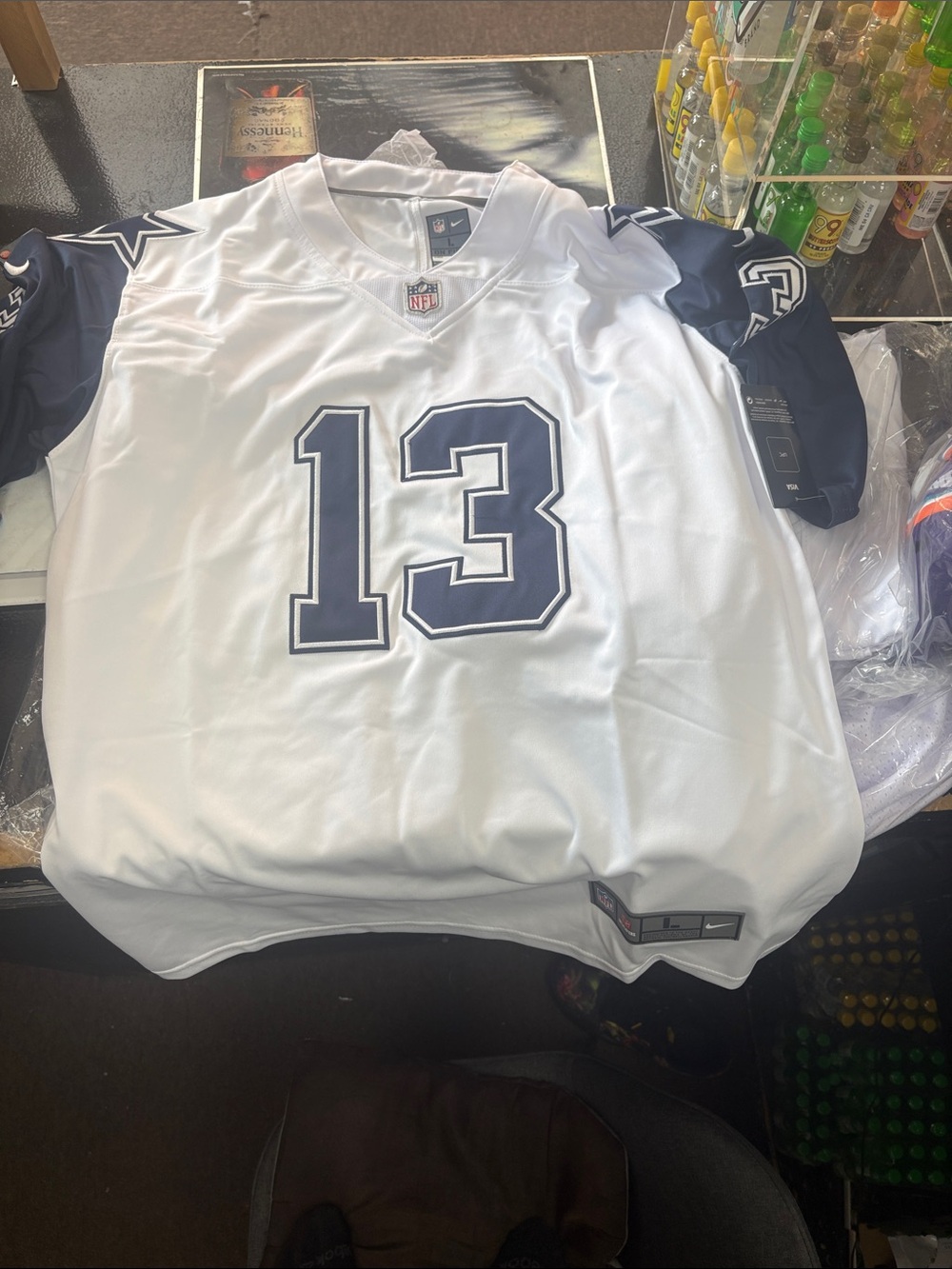 Nike White and Navy #13 Dallas Football Jersey
